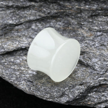Detail View 1 of A Pair of Glow in the Dark Basic Acrylic Double Flared Ear Gauge Plug-White